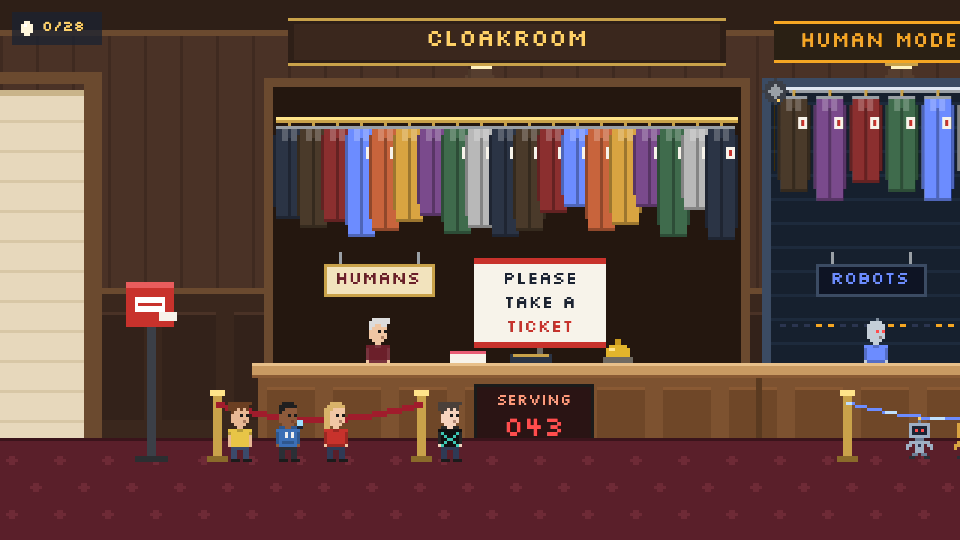The cloakroom scene from the game