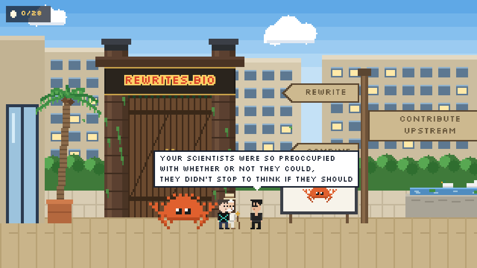 The courtyard scene from the game